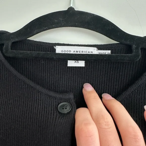 Good American Bell Sleeve Black Knit Cardigan - Picture 4 of 4